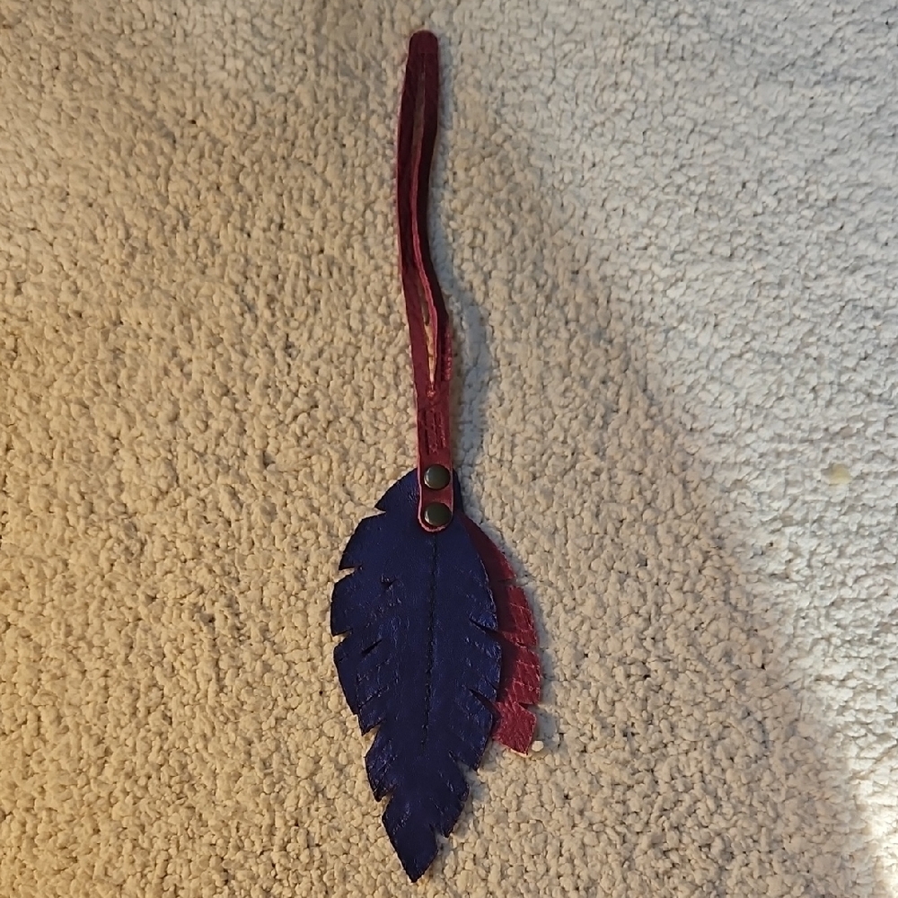 "Mixed Berry" Leather Feather Bag Charm